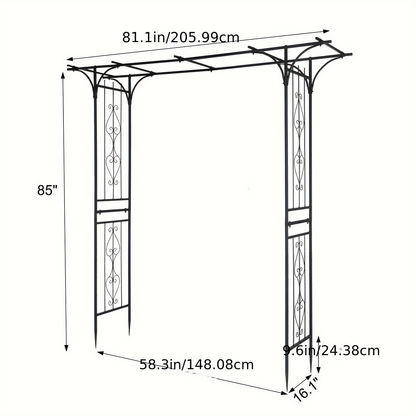 Flat Top Iron Garden Arch 16mm Tube Rustproof Climbing Rose Trellis