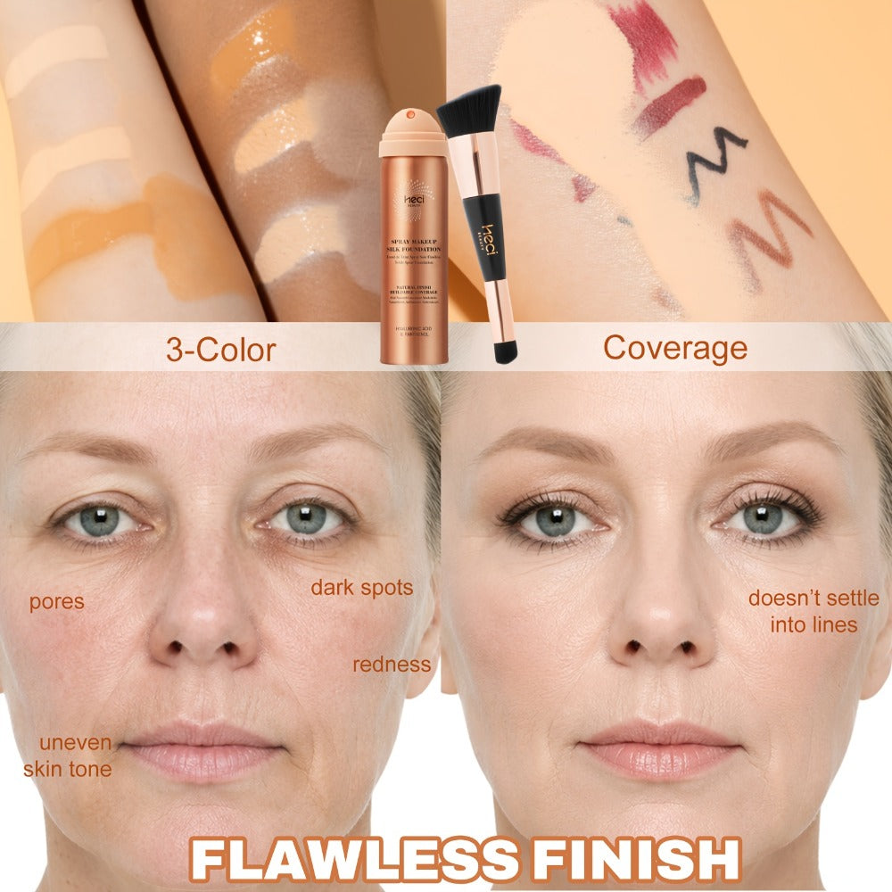 Two-Piece Spray Liquid Foundation and Brush Set with Matte Finish in Shades 110, 120 or 210