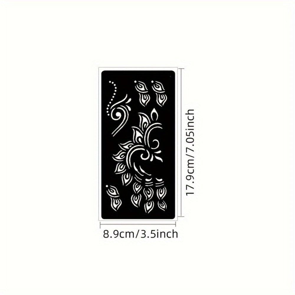 Seven-Piece Floral Tattoo Stencil Set with Paisley and Henna-Style Designs in SM031 or SM032