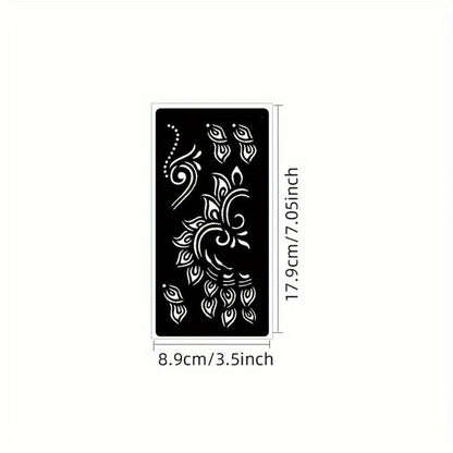Seven-Piece Floral Tattoo Stencil Set with Paisley and Henna-Style Designs in SM031 or SM032