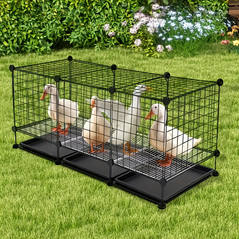 Small Animal Playpen & Pet Cage with Removable Tray | Indoor Outdoor Enclosure for Rabbits, Chickens, Ducks, Birds & Small Pets – Secure Lock, Easy Assembly, 29x15x18"