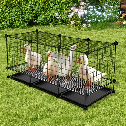 Small Animal Playpen & Pet Cage with Removable Tray | Indoor Outdoor Enclosure for Rabbits, Chickens, Ducks, Birds & Small Pets – Secure Lock, Easy Assembly, 29x15x18"