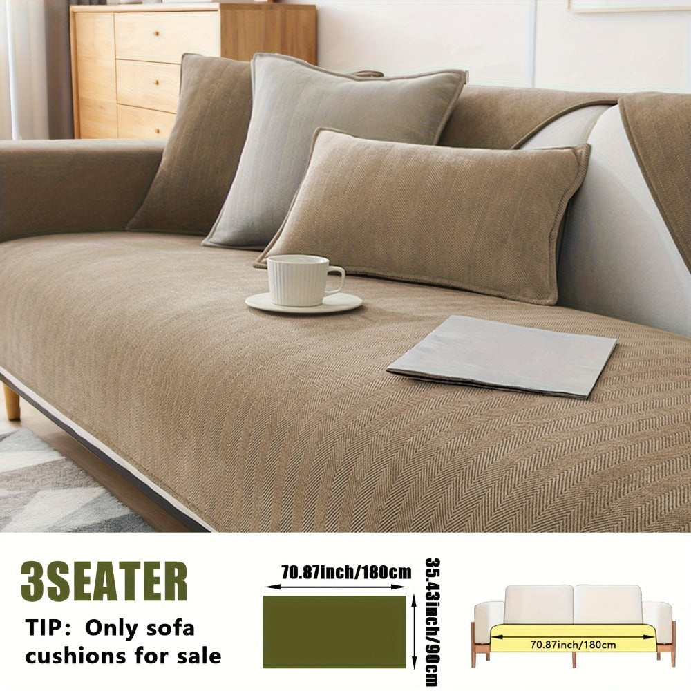 Sofa Cover Ribbed Chenille Stretch Panels with Non-Slip Design for 1 to 4 Seats, Armrests or Cushions