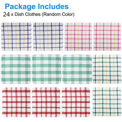 24-Piece Square Kitchen Cleaning Cloth Set in Random Assorted Patterns for Dishes, Counters and Home Use