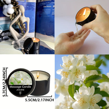 2 oz Massage Oil Candle in 18 Scent and Pack Options Including Jasmine, Lavender, Geranium and Vanilla