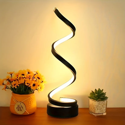 Two-Style Spiral LED Table Lamp with Touch Dimming in Black or White, Single or Two-Pack Options