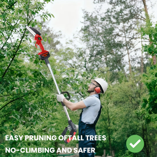 3-in-1 Cordless Pole Saw, Chainsaw & Leaf Blower – 5.8ft Telescopic Pole, 2 Batteries, for Tree Trimming, Gardening & Landscaping