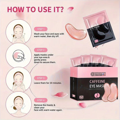 25-Pair Under-Eye Patch Set with Individually Packed Caffeine, Hyaluronic Acid or Aloe Vera Formula Options