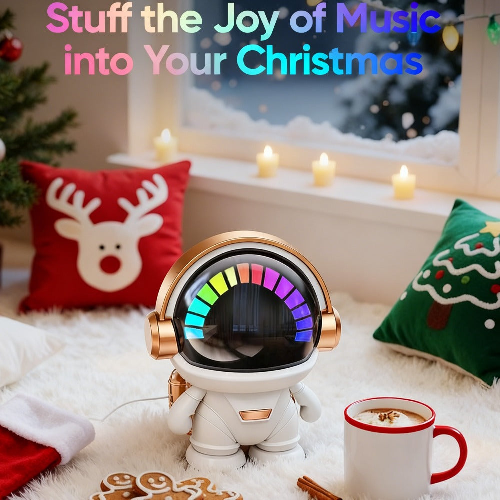 Portable Bluetooth Speaker Astronaut Mini Desktop Design with LED Light and USB Rechargeable Power