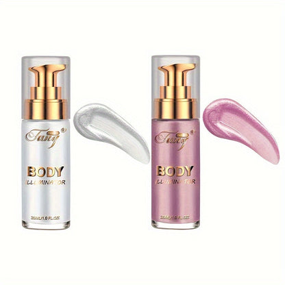 Liquid Luminizer Set of 2 Moisturizing Shimmer Highlighter for Face and Body Glow - All-in-One Illuminator Bronzer Dewy Finish Summer Makeup Kit Women Beauty Gift