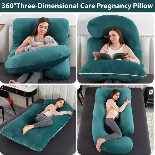 Pregnancy Pillow J-Shape 60 Inch Full Body Maternity Pillow with Velvet Cover – Back Leg Belly Support for Pregnant Women Side Sleeper Body Pillow Multiple Colors