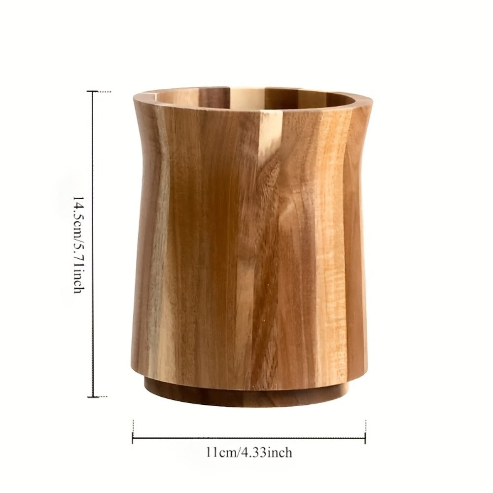 Utensil Holder & Chopstick Organizer - Wall-Mounted Wood Cutlery Storage, No Screws or Adhesive