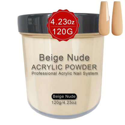 120g Acrylic Nail Powder Jar in Nude Blush, Beige or Beige Nude for Use with Compatible Acrylic Liquid