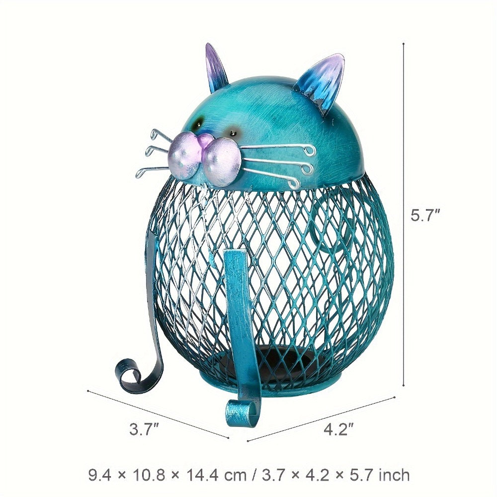 Decorative Open-Mesh Cat-Shaped Coin Bank with Removable Bottom Plug and One- or Two-Piece Options