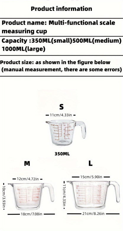 Clear Glass Measuring Cup Bundle with Four- or Nine-Piece Options, Pour Spouts, Handles and Baking Accessories