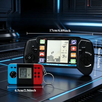Retro Game Console Bundle 2-Pack – Buy One Get One Free, 3.5-Inch Enlarged Screen Retro Handheld Console + Mini Arcade Game Console with Keychain, Portable Fun Anytime, Perfect Party, Easter & Christmas Gift