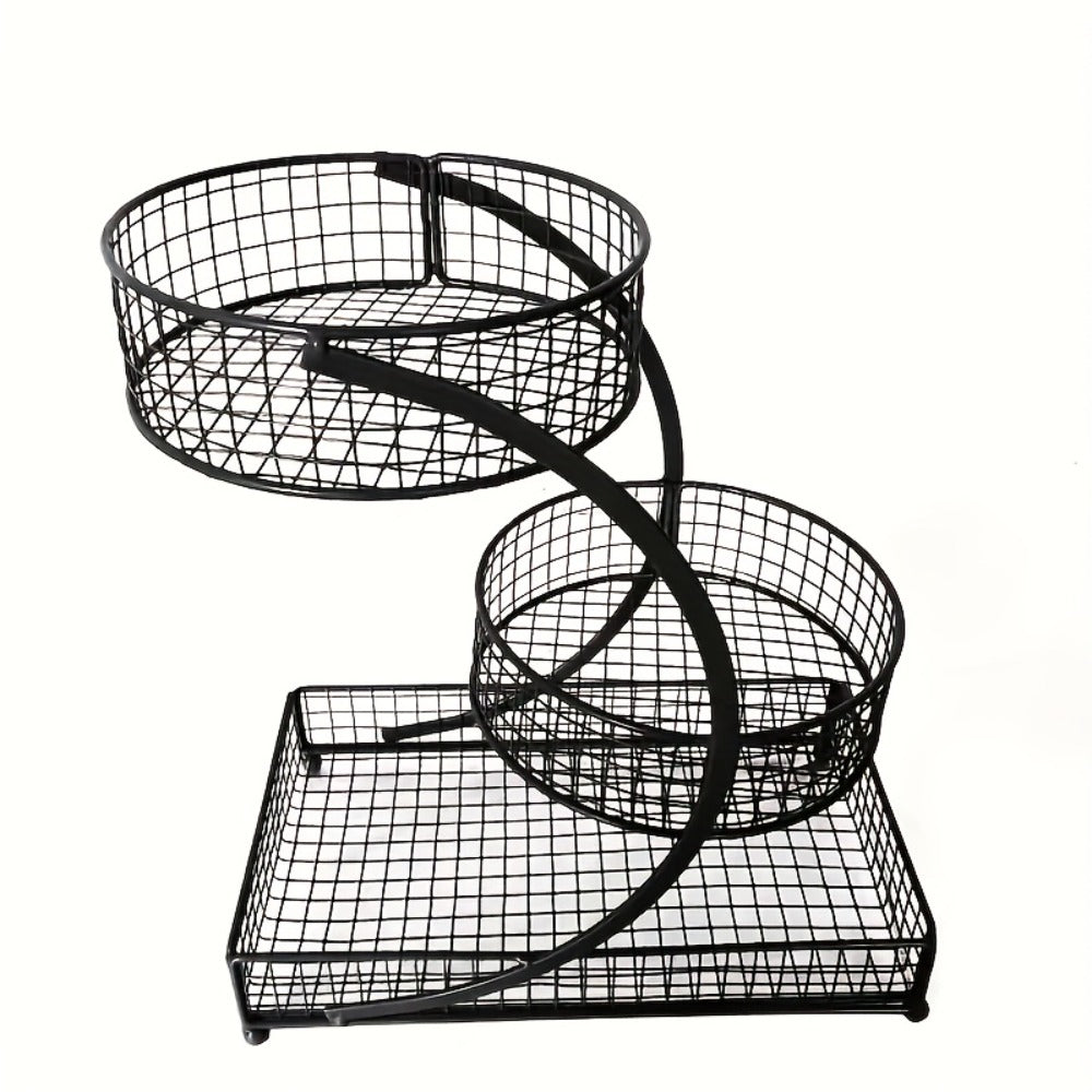 Mesh Countertop Bathroom Organizer with Two- or Three-Tier Basket Styles and Curved Open Frame