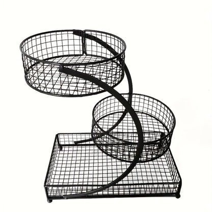 Mesh Countertop Bathroom Organizer with Two- or Three-Tier Basket Styles and Curved Open Frame
