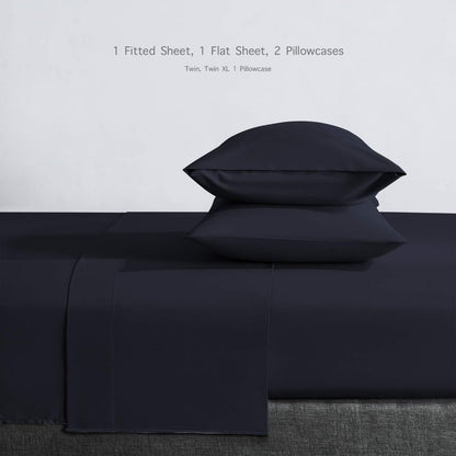 Four-Piece Twin Microfiber Sheet Set with Fitted and Flat Sheets, Two Pillowcases and Six Colors