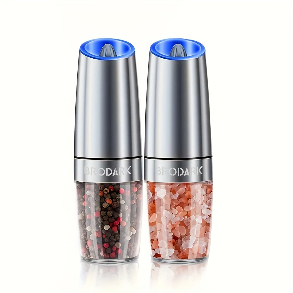 BRODARK Gravity-Activated Spice Grinder with Blue LED, Adjustable Grind and One- or Two-Piece Options