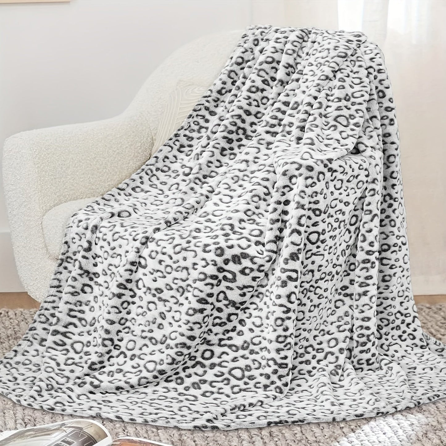 Raised Leopard Pattern Throw Blanket in Five Colors and 14 Listed Size-and-Color Combinations