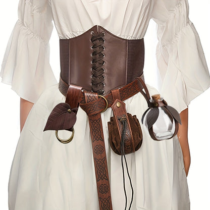 Renaissance Costume Waist Belt Set with Corset, Pouches and Four Exact Checkout Configurations