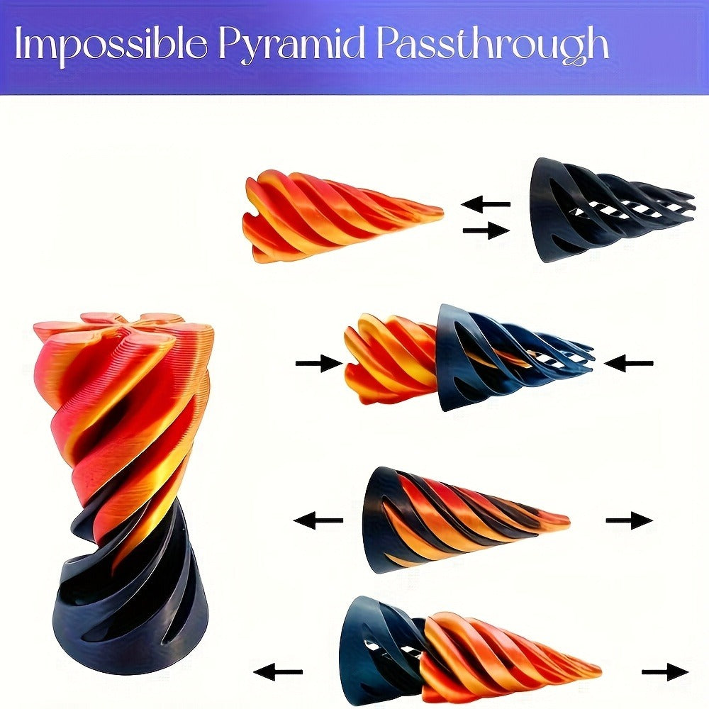 3D Printed Spiral Fidget Cone 10 Pack – Impossible Pyramid Spiral Tree & Carrot Stress Relief Toy, Unique Fish Tank Decoration, Office Desk Novelty Gift for Adults, Blue or Random Color
