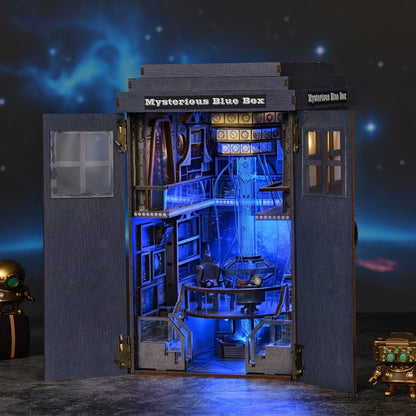 Mysterious Blue Box Book Nook Kit CH08 with 368-Piece Fantasy Workshop Scene and Touch-Controlled Blue Light