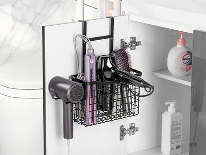 Hair Tool Organizer Wall Mounted Holder for Hair Dryer Curling Iron Straightener 3 Adjustable Heights Bathroom Storage