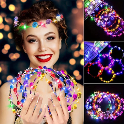 Light Up Flower Crown Headbands 36 Pack Bulk LED Fiber Optic Floral Tiara Glow Party Favors for Women Girls Wedding Birthday Halloween Mardi Gras Bachelorette Cosplay Festival Beach Accessories