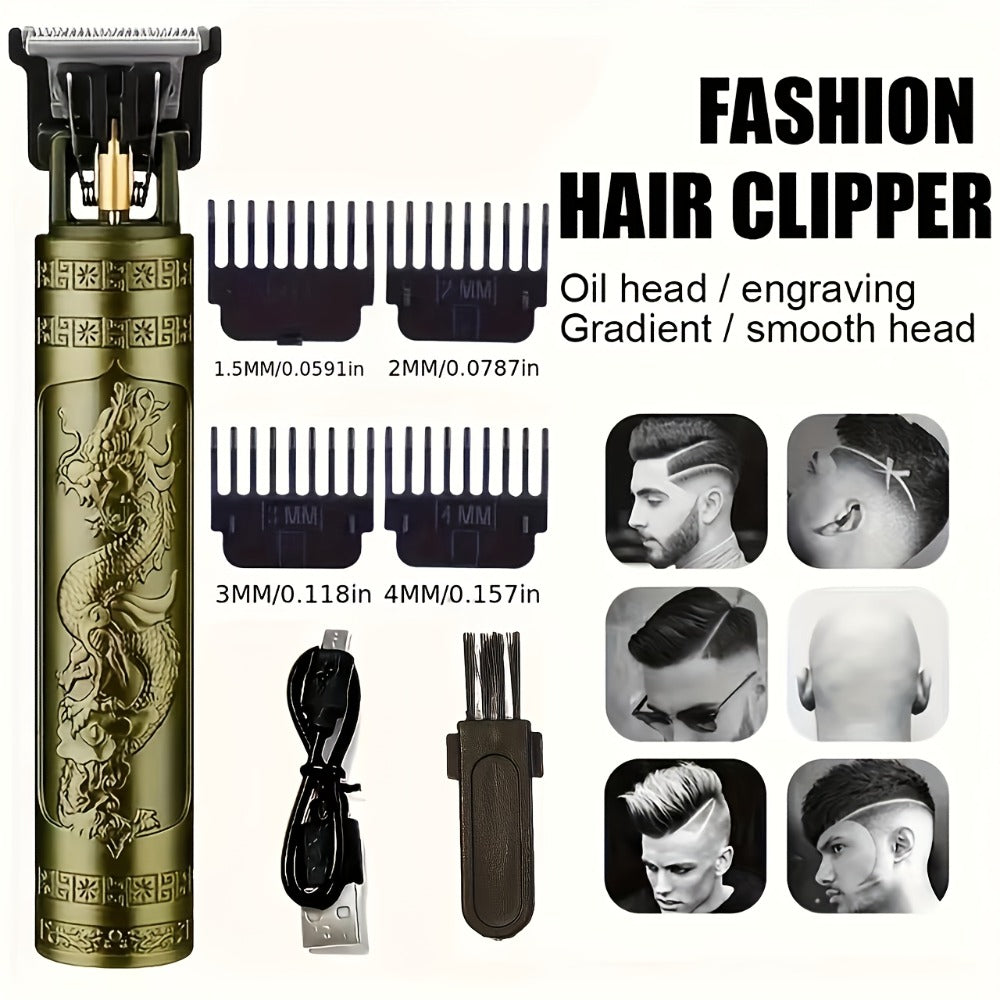 Beard Trimmer for Men USB Rechargeable Zero Contour Precision Edger Lithium Battery — Hair Clipper with Limit Comb ABS Body for Beard Facial Hair Body Grooming, Gold Black Bronze Home & Travel