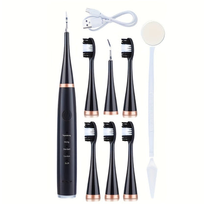 Electric Toothbrush Kit with Five Brush Heads, Two Accessory Cleaning Heads, USB Charging and Travel Case