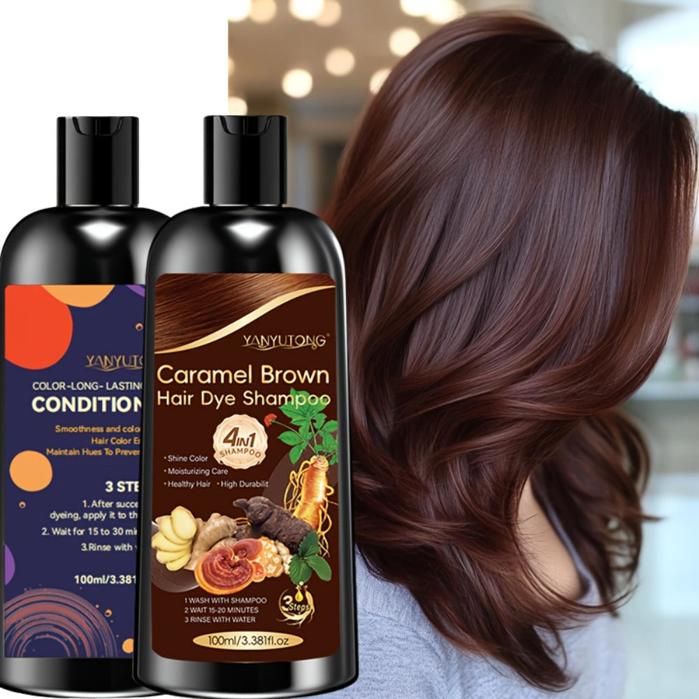 Hair Color Shampoo, YANYUTONG 4-in-1 Color Shampoo and Conditioner Pair in Three Color Options