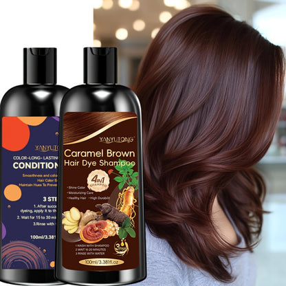 Hair Color Shampoo, YANYUTONG 4-in-1 Color Shampoo and Conditioner Pair in Three Color Options