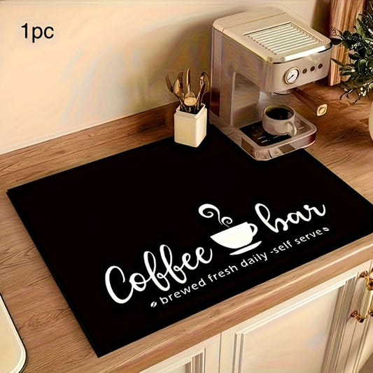 Coffee Bar Mat & Dish Drying Mat – Bohemian Absorbent Kitchen Counter Mat for Coffee Machine, Espresso Station & Countertop
