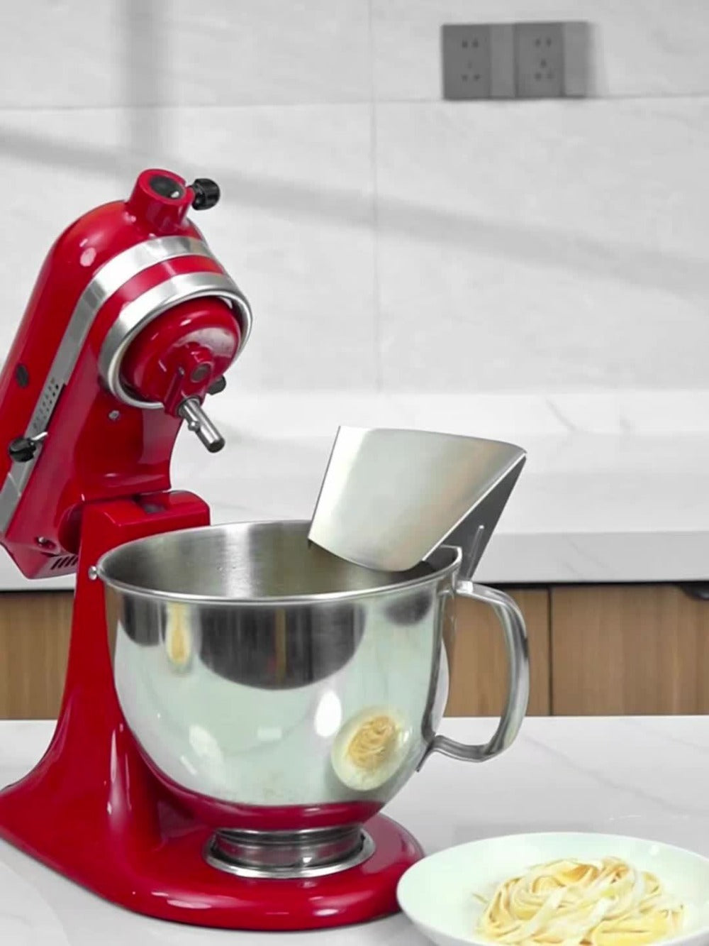 Stainless-Steel-Style Stand Mixer Pouring Chute in One- or Two-Piece Checkout Configurations
