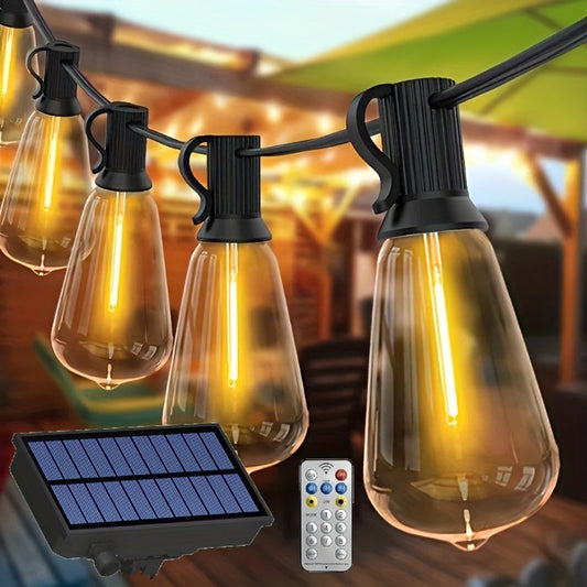 Solar String Lights Outdoor LED – 39/50/72/100/105FT Spherical Bulb & Warm/Cool White with Remote Control | IP65 Waterproof 12-Hour Solar Powered Fairy Lights for Patio, Garden & Festival Decoration