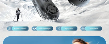 Vent-Channel Neck Fan in Black or White Color Options with Four-Speed Control and USB Charging