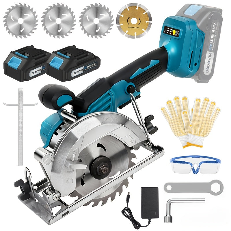 Brushless Circular Saw Kit 21V Cordless, Battery & Charger Included, Adjustable 45° Bevel Cutting, Saw Blades Included, Variable Speed, Compact & Lightweight for Woodworking & Home Projects