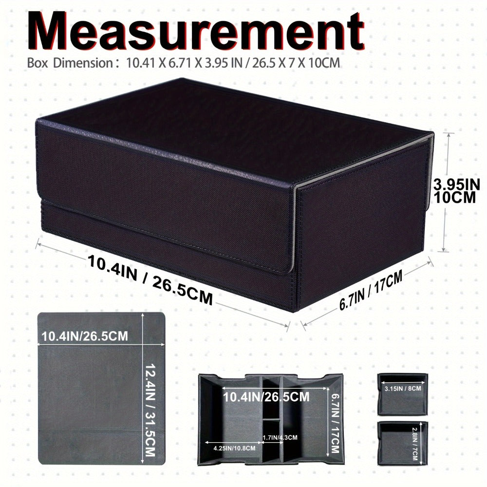 Magnetic Trading Card Deck Box for 600+ Cards with Four Deck Slots, Two Dice Trays and Four Colors