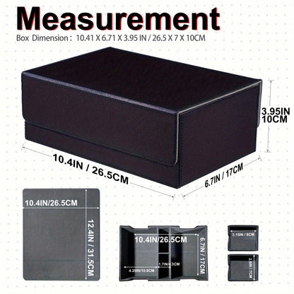 Magnetic Trading Card Deck Box for 600+ Cards with Four Deck Slots, Two Dice Trays and Four Colors