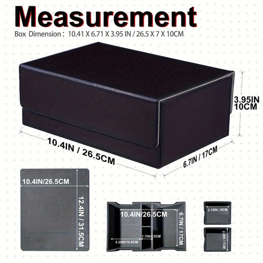 Magnetic Deck Box 600+ Cards High Capacity MTG Card Storage Case 4 Deck Slots with 2 Dice Tray TCG YuGiOh Trading Card Organizer Multiple Colors