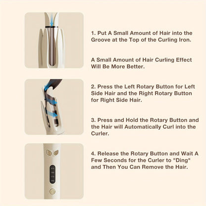 Automatic Hair Curler 28mm Barrel Negative Ion Technology 4 Temperature Settings Fast Heating Portable Travel Hair Curling Wand for Easy Curls Women Gift