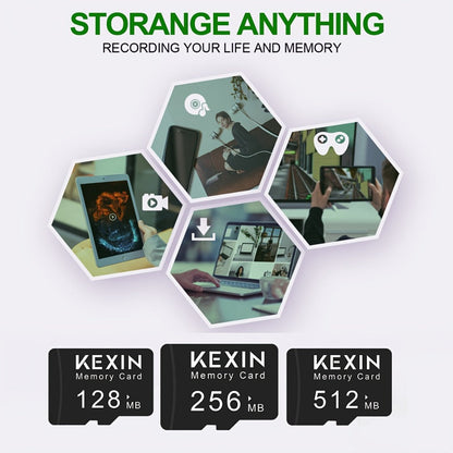 KEXIN MicroSD Memory Card 5-Pack in 128MB, 256MB or 512MB Capacity Options with One Full-Size SD Adapter
