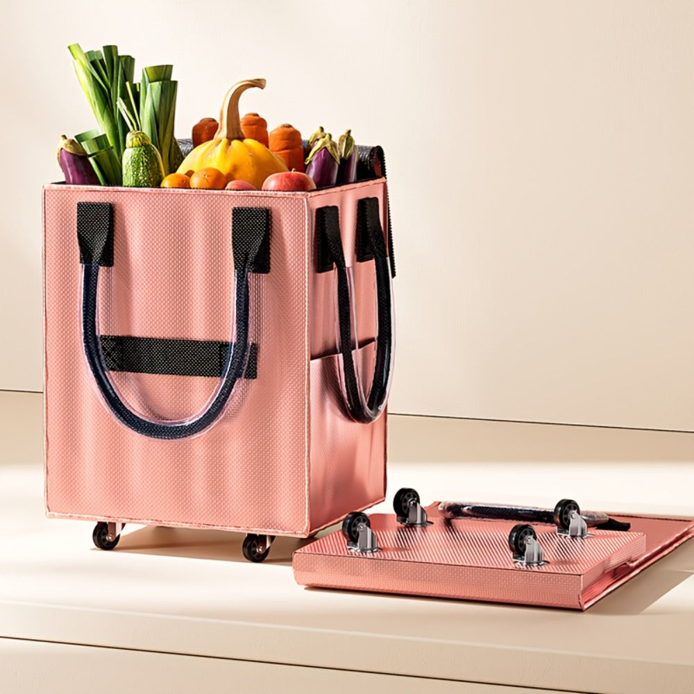 60 L Rolling Grocery Bag with Wheels in Black or Rose Gold for Shopping, Travel and Utility Use