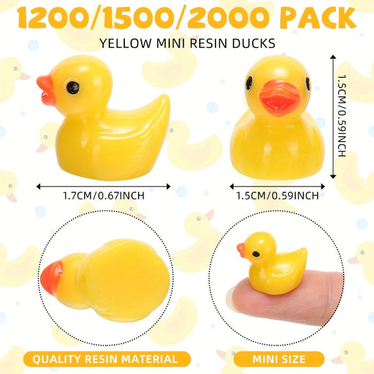 Mini Rubber Ducks Bulk 1200pcs – Tiny Yellow Resin Duck Figures for Hide & Seek Prank, Cruise Ship Duck, Dollhouse Decor, Miniature Garden, Halloween Party Favor & Gift