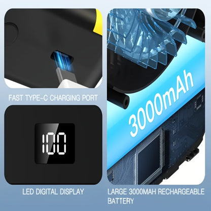 Portable Fan 3000mAh Three-Speed Desk, Neck and Waist Model with USB Charging and Three Color Options