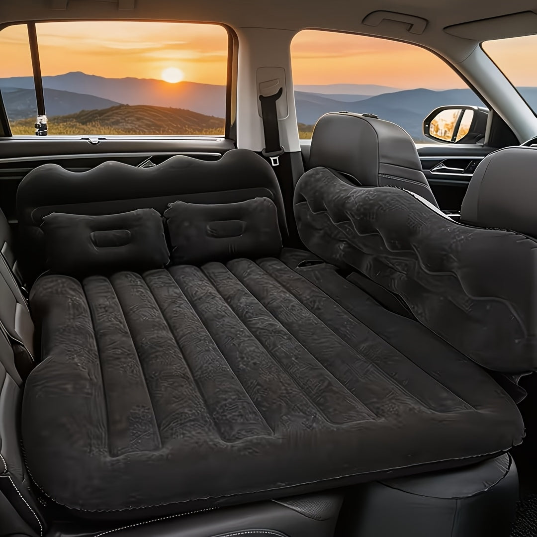 Inflatable Car Bed Plush Folding Design with Storage Bag & Tool Kit Soft Skin-Friendly Comfortable Outdoor Car Air Mattress for Camping Travel Road Trip, Multiple Colors