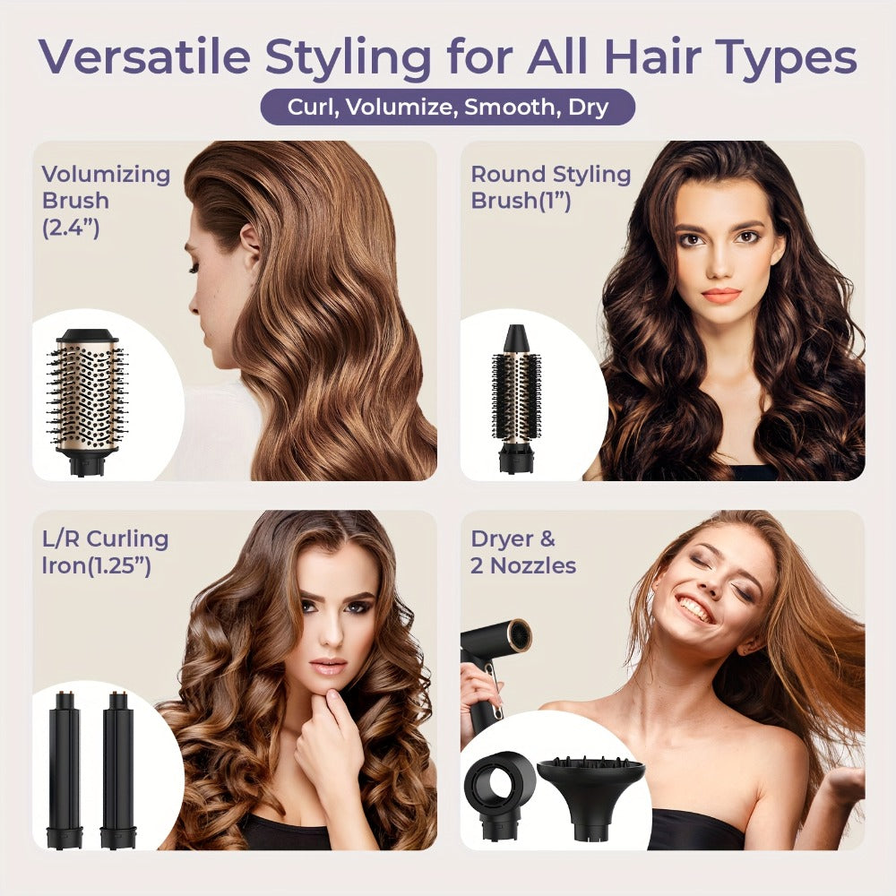 OUDIM 6-in-1 Hot Air Brush Hair Styling Tool with 110,000 RPM Motor, Foldable Handle and Storage Bag