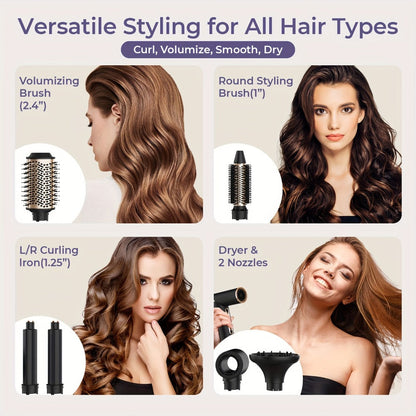 OUDIM 6-in-1 Hot Air Brush Hair Styling Tool with 110,000 RPM Motor, Foldable Handle and Storage Bag